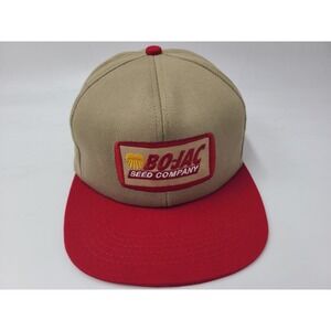 Vintage Bo-Jac Seed Company K-Products Snapback Hat Cap Farm Co Men Brown Red